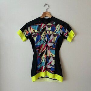 Sweaty Betty Geometric Neon Cycling Biking Jersey Women's Size XS
